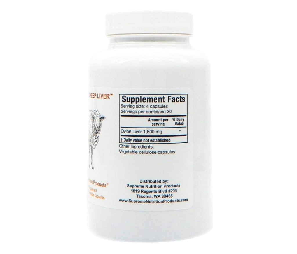 Supreme Nutrition Grass Fed Sheep Liver, 120 Pure Ovine Liver Capsules
