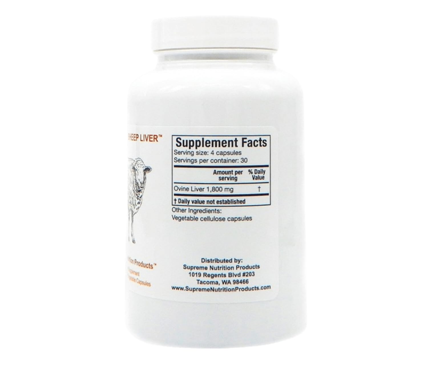Supreme Nutrition Grass Fed Sheep Liver, 120 Pure Ovine Liver Capsules