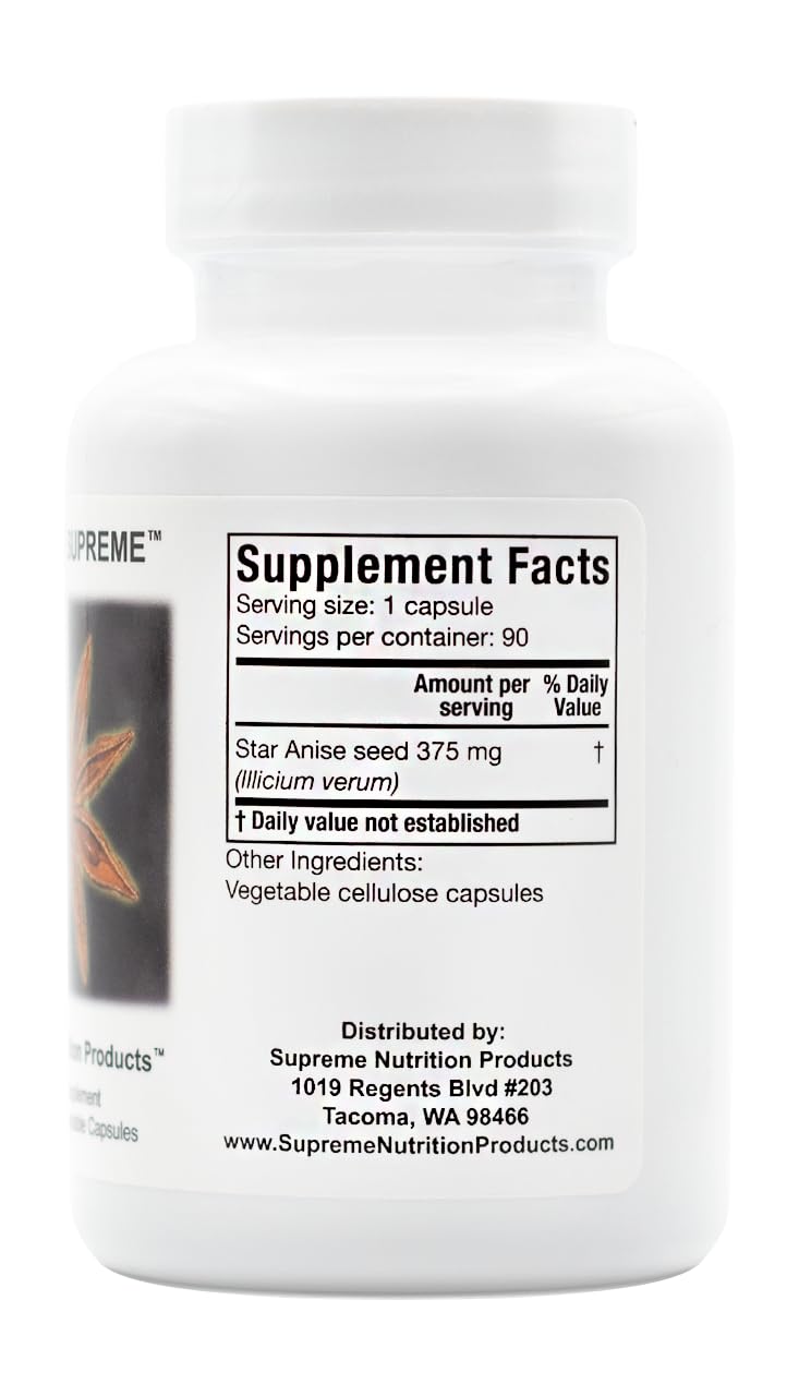 Supreme Nutrition Illicium Verum - 90 Pure Star Anise Vegetarian Capsules
