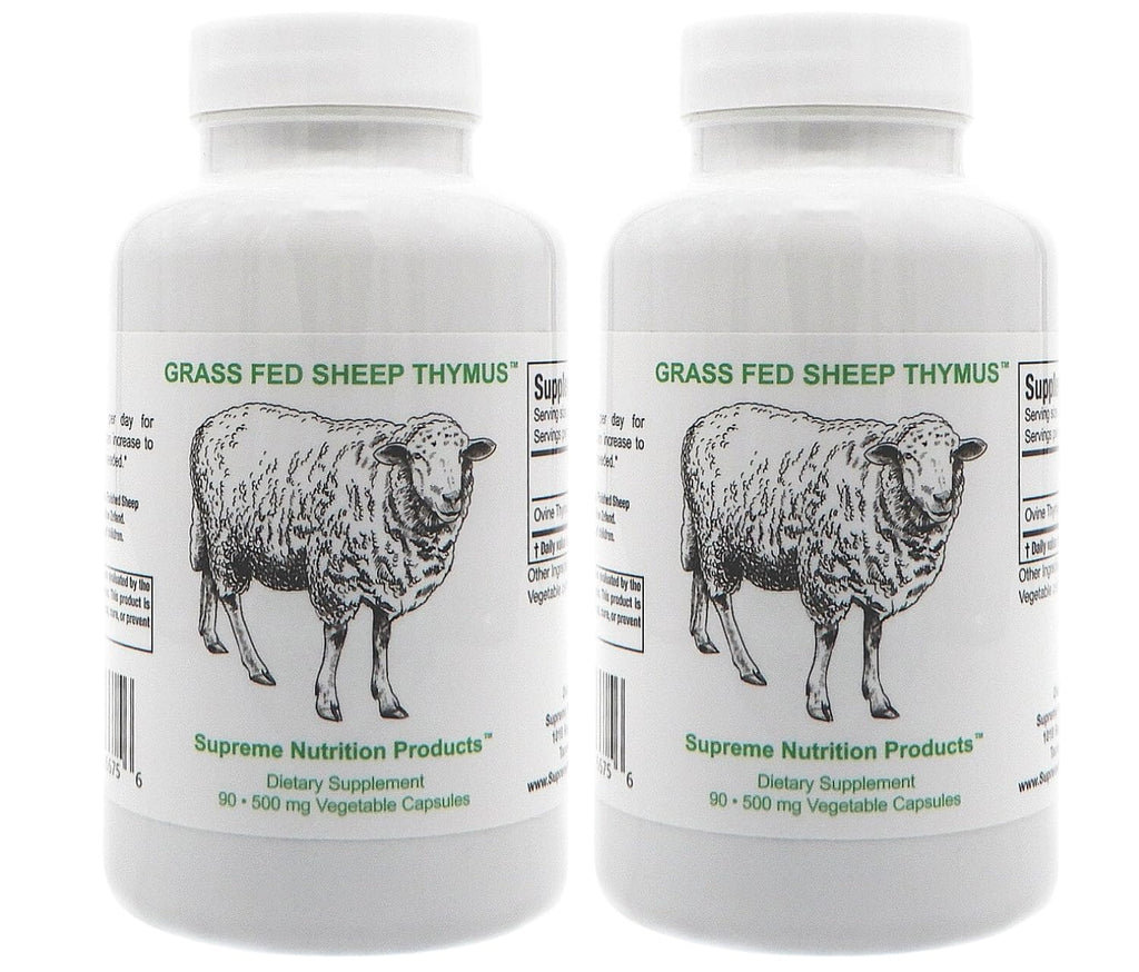 Supreme Nutrition Sheep Thymus - 100% Grass-Fed, NZ Finished, 2-Pack (90 Capsules Each)