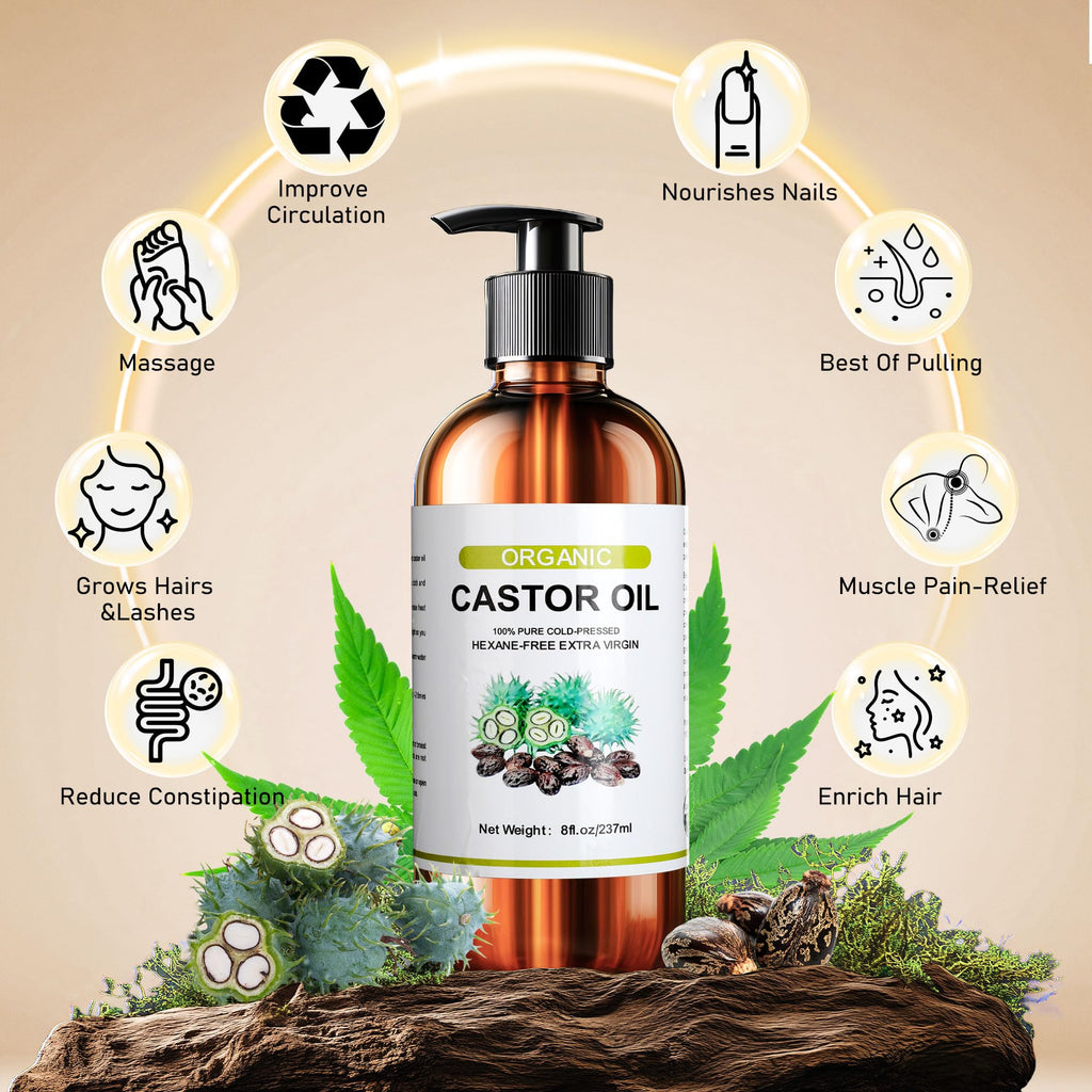Suquuee Castor Oil Pack Set – 98 Patches + 8oz Organic Cold-Pressed Oil for Belly Button, Abdomen & Full Body