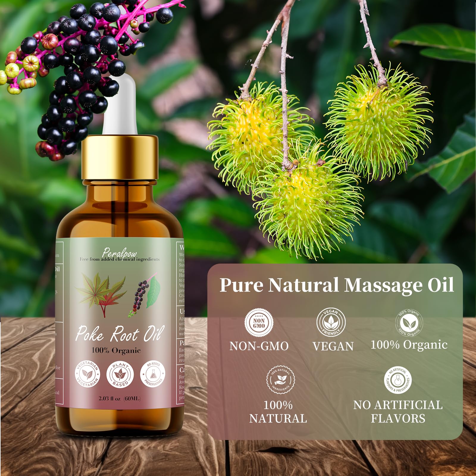 Organic Poke Root Castor Oil for Lymphatic Support – 60 ml (2.03 oz)