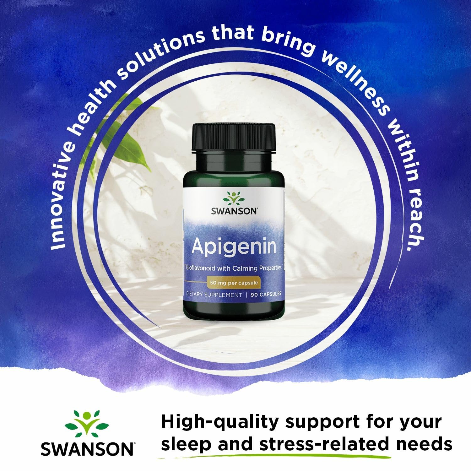 Swanson Apigenin-Bioflavonoid Supplement — Prostate & Sleep Support, 90 Caps, 50 mg Each (4 Pack)