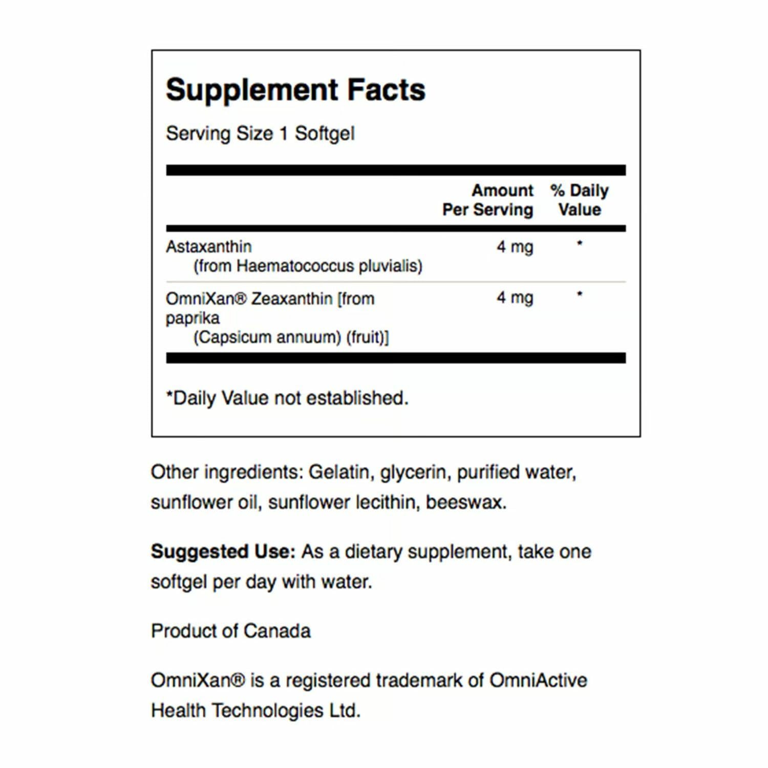 Swanson Astaxanthin & Zeaxanthin Eye Health – 60 Softgels
