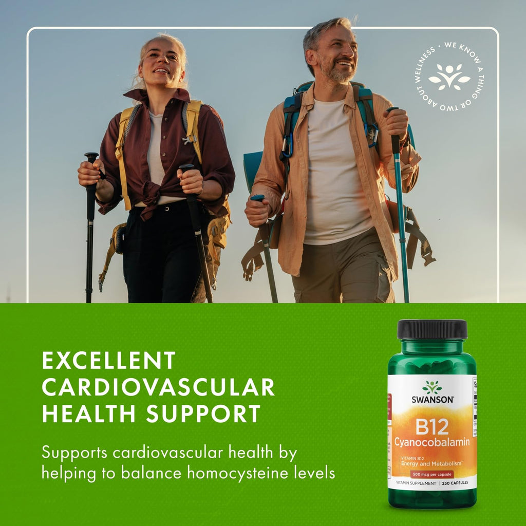 Swanson Vitamin B12 500 mcg, 2 Pack – Energy & Heart Support