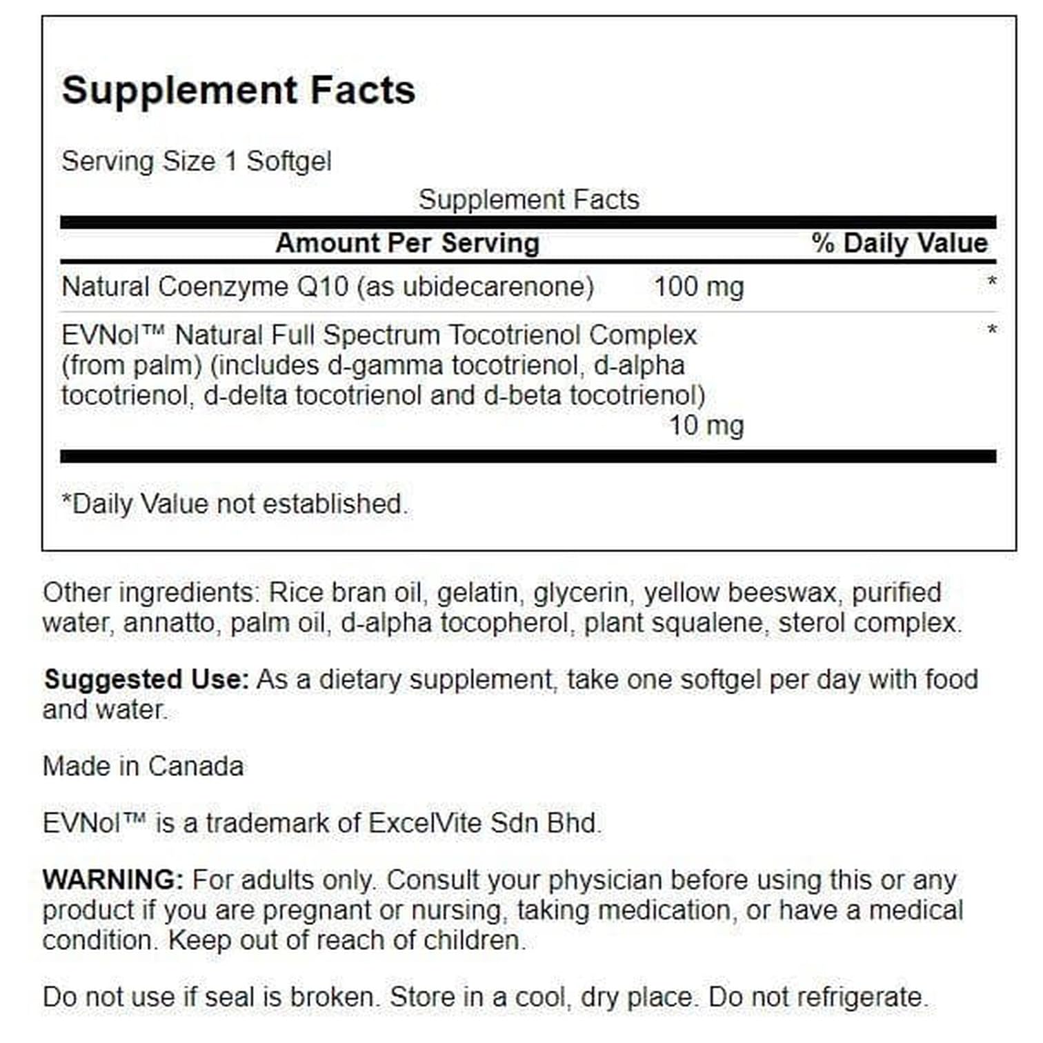Swanson CoQ10 100 mg with 10 mg Tocotrienols – 60 Softgels
