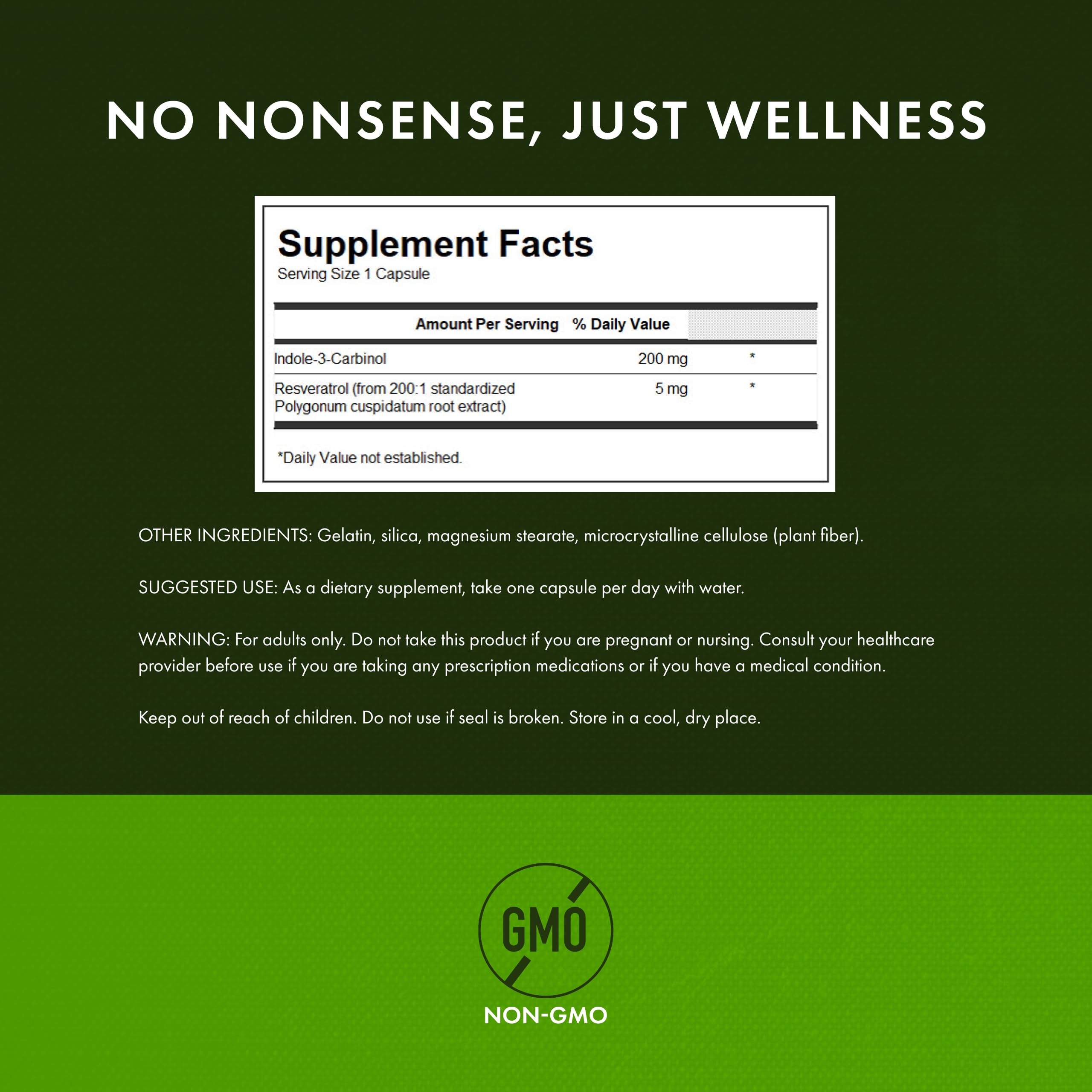 Swanson Indole-3-Carbinol with Resveratrol (I3C) - Cellular Protection & Hormone Balance - 60 Caps