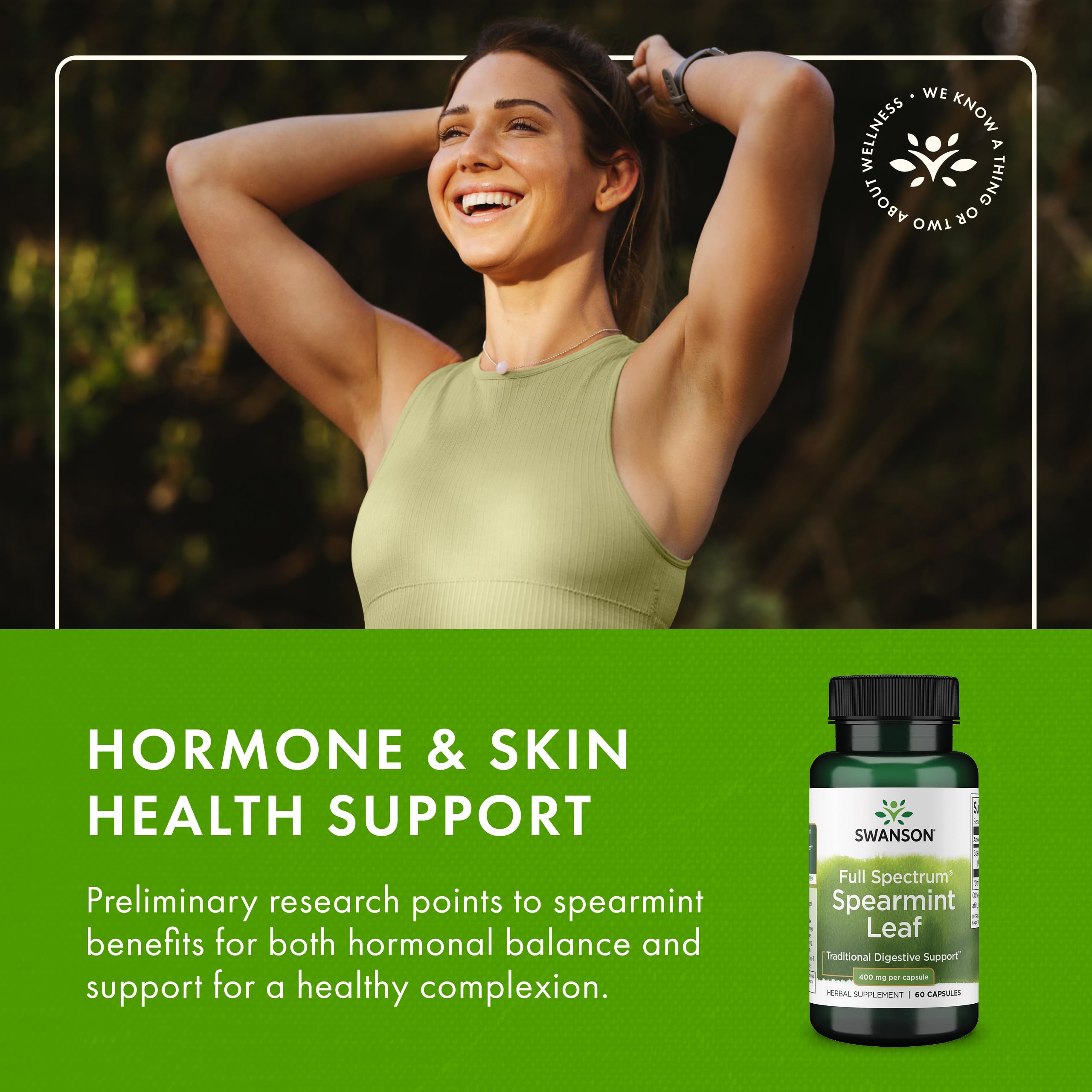 Swanson Spearmint Leaf Full Spectrum 60 Caps – Digestive Health Support