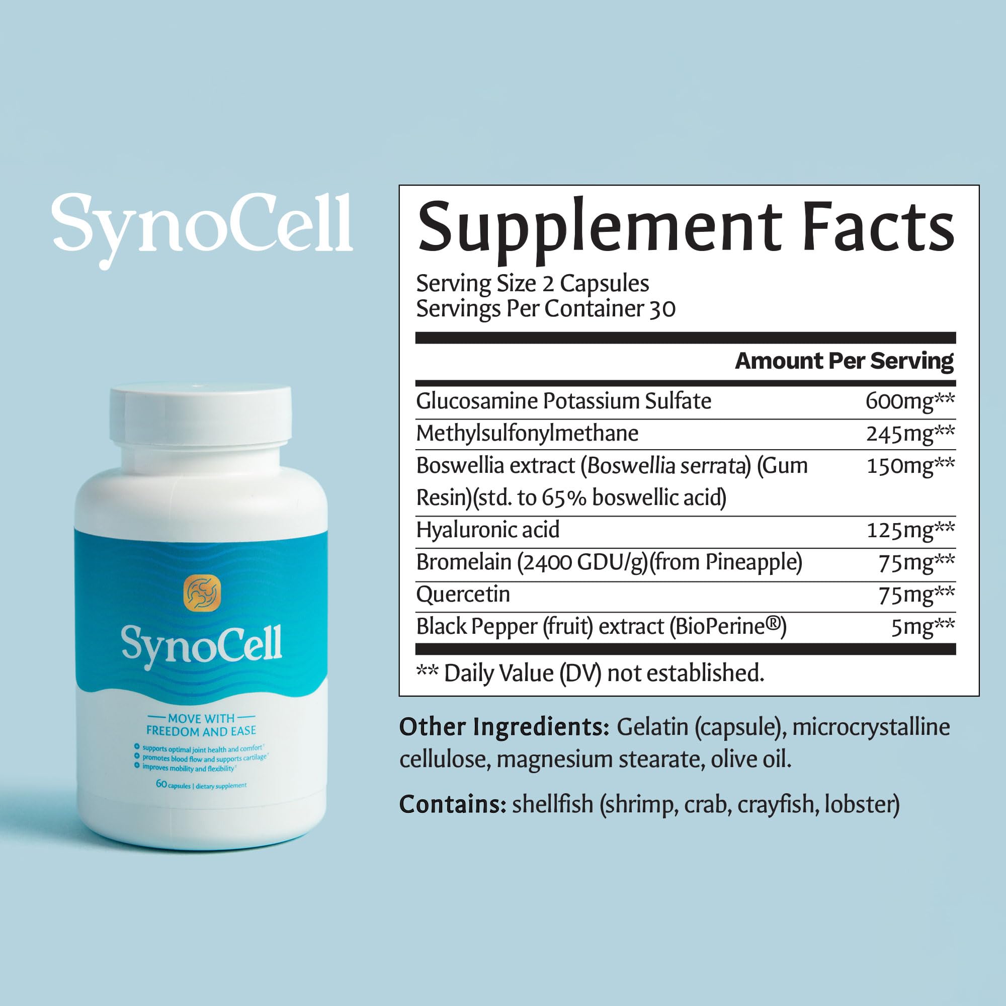 Synocell Glucosamine Chondroitin Complex – Joint Support with Boswellia, MSM & Quercetin