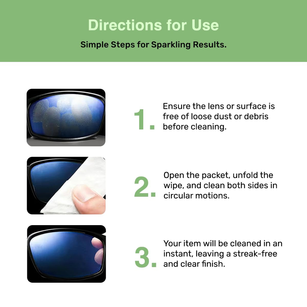 SOLWST Optix Lens Cleaning Wipes - 100 Pre-Moistened, Individually Wrapped for Eyeglasses, Lenses & Screens