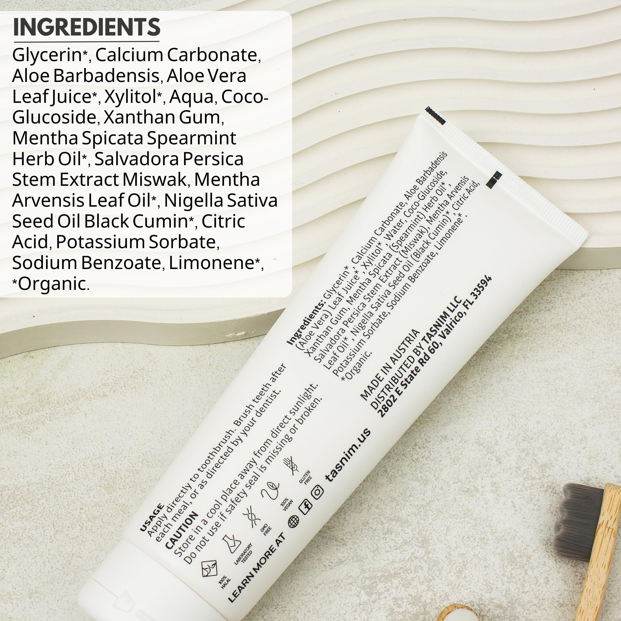Tasnim Miswak Toothpaste 125ml - Fluoride Free Natural Oral Care