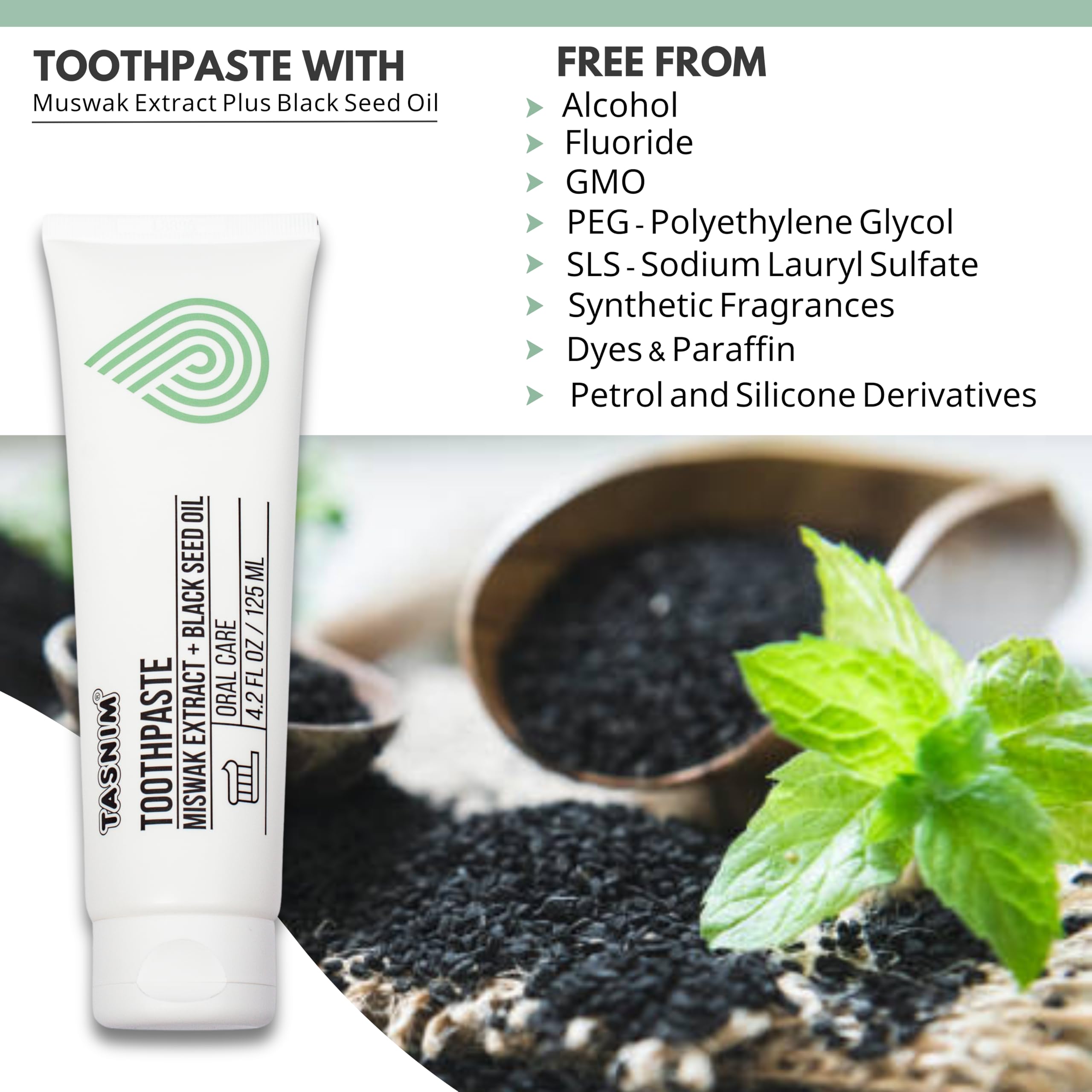 Tasnim Miswak Toothpaste 125ml - Fluoride Free Natural Oral Care