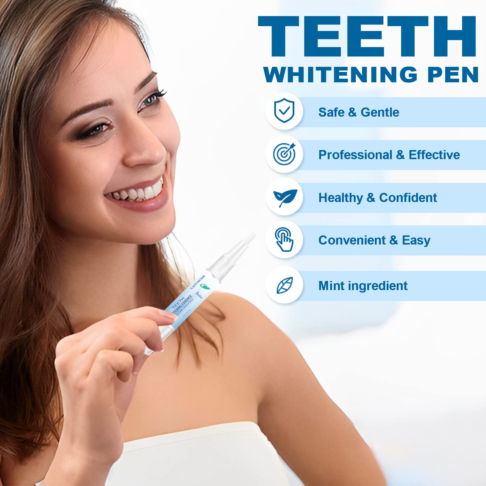Teeth Whitening Essence Pen – Travel-Friendly Mint, Gentle on Sensitive Teeth (3pcs)