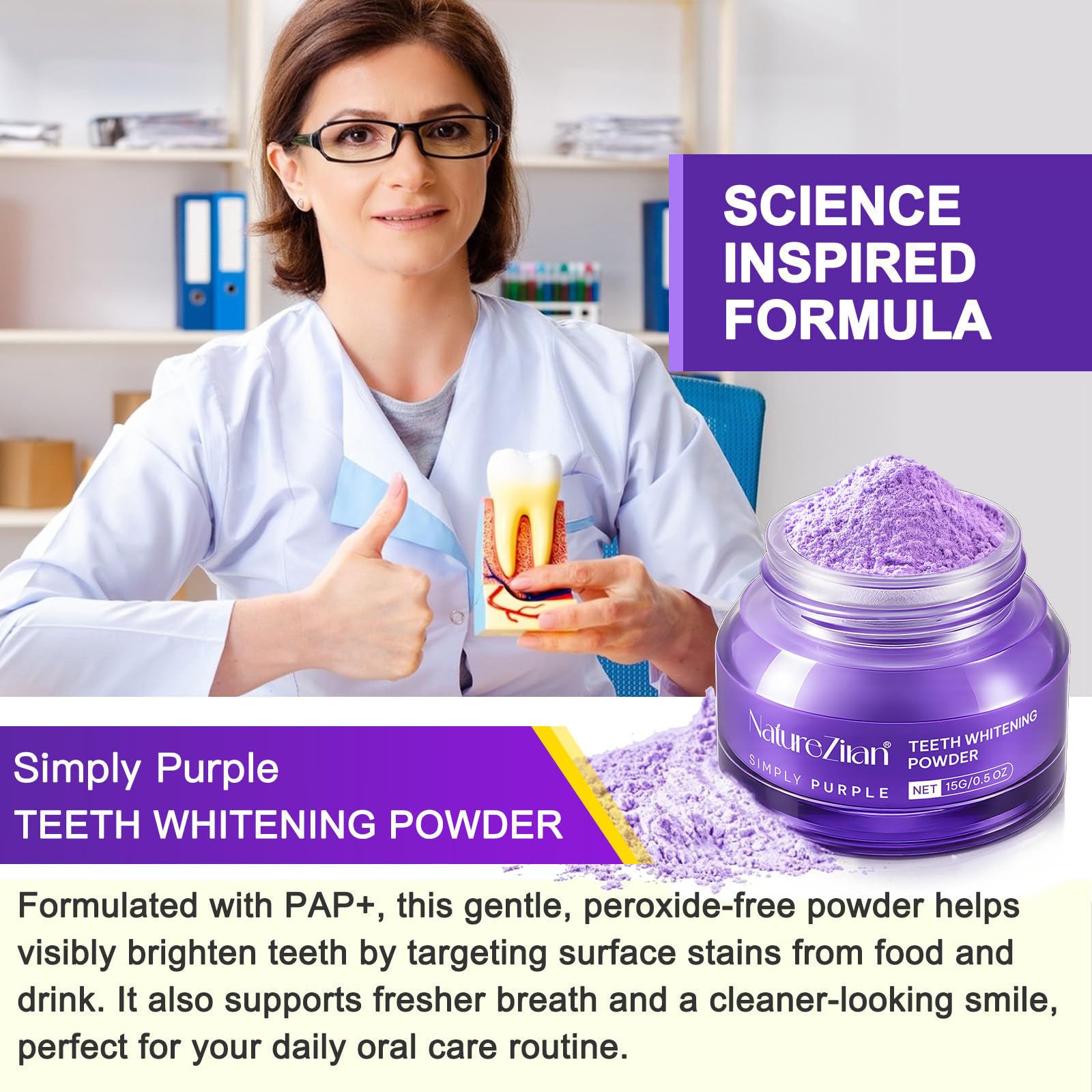 Teeth Whitening Powder 15g - Removes Stains, No Sensitivity | Coffee, Tea & Tobacco