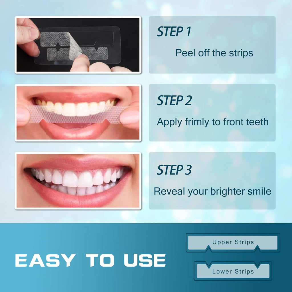 Teeth Whitening Strips - 14 Strips, Non-Slip for Sensitive Teeth | 7-Set Whitening Kit