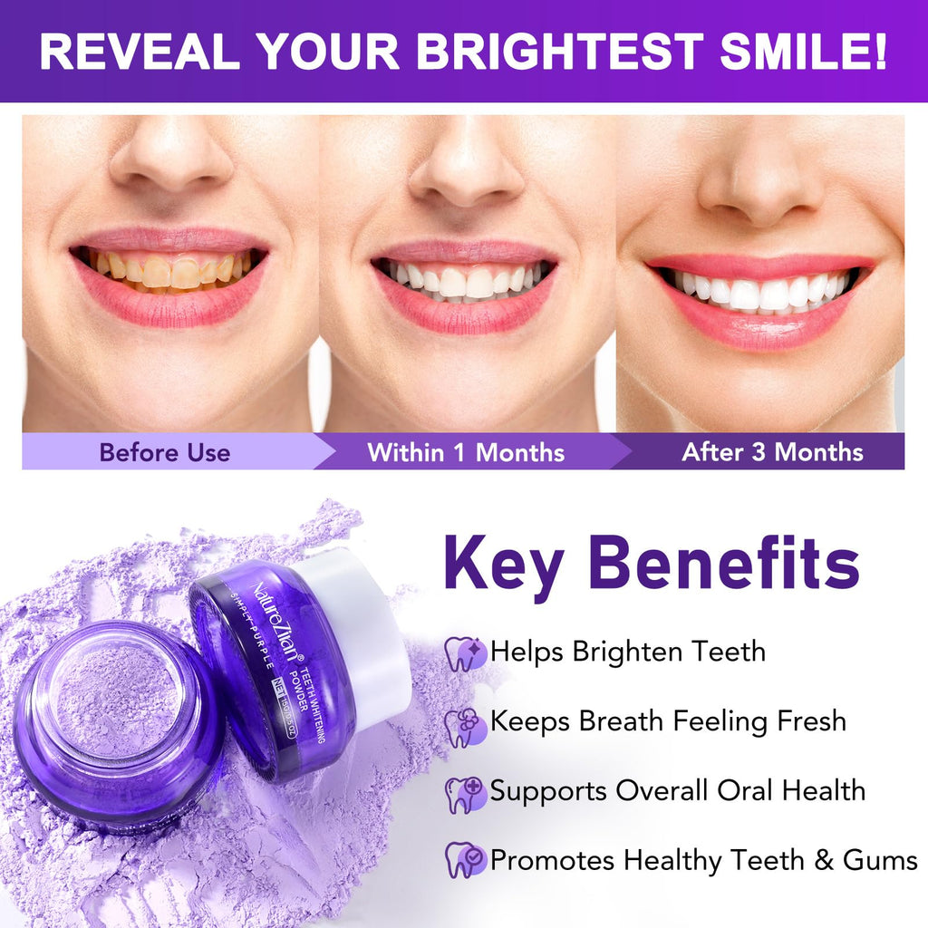 Teeth Whitening Powder 14g – No Sensitivity & Stain Removal for Coffee, Tea & Tobacco
