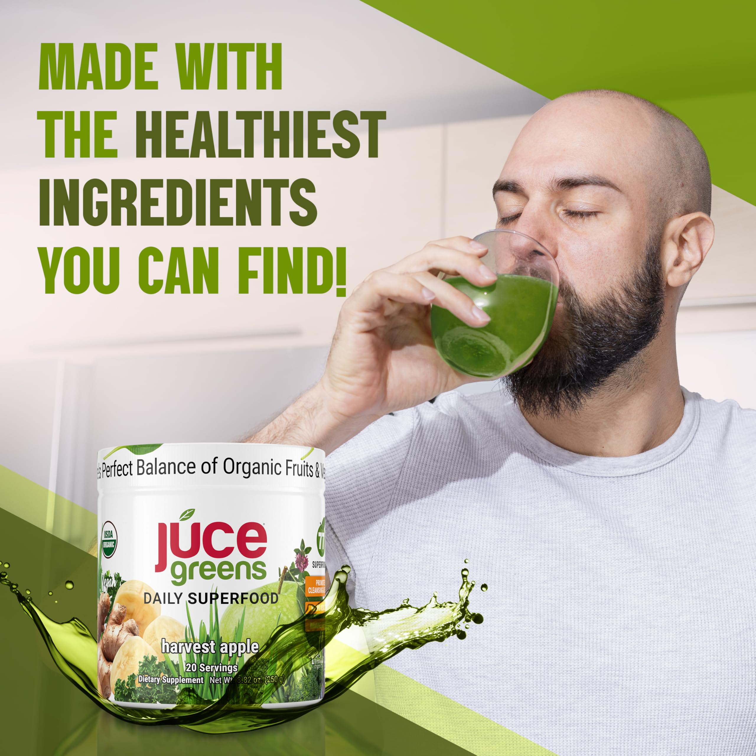 Terra Kai JUCE Green Superfood Powder - Harvest Apple, 77 Organic Superfoods (250 g)