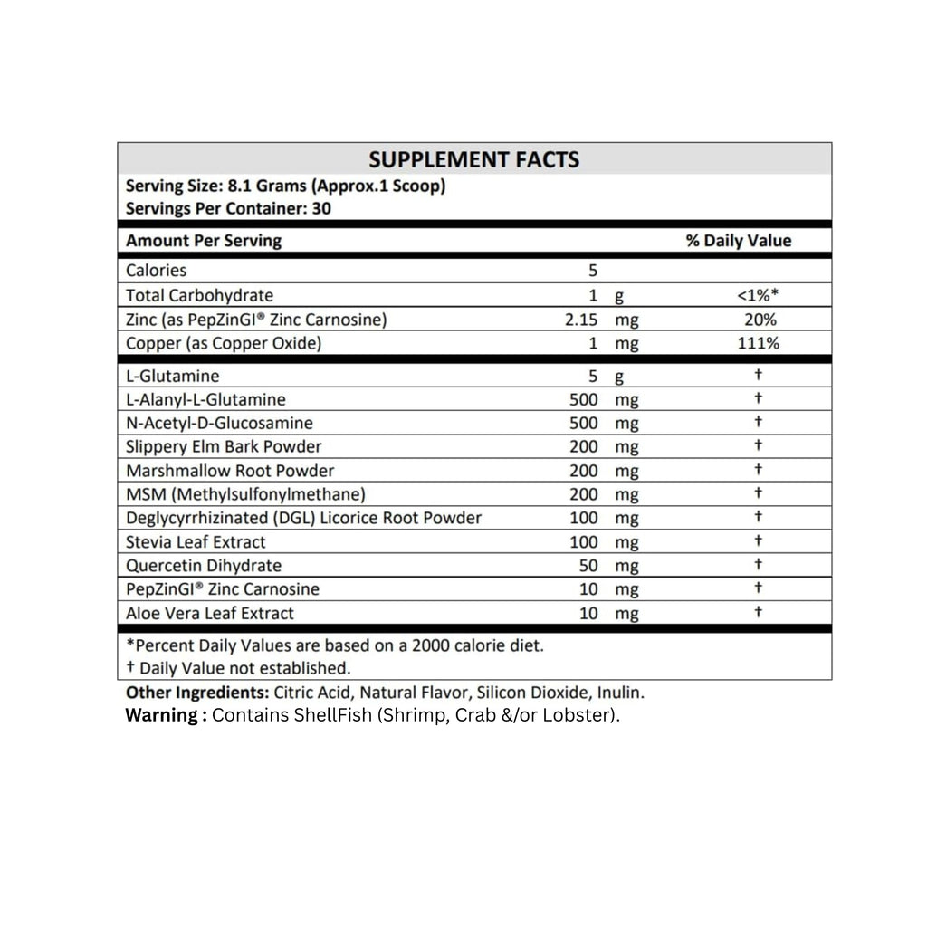 Terra Origin Healthy Gut Mint Flavor | 30-Servings with L-Glutamine, Zinc, Glucosamine & More