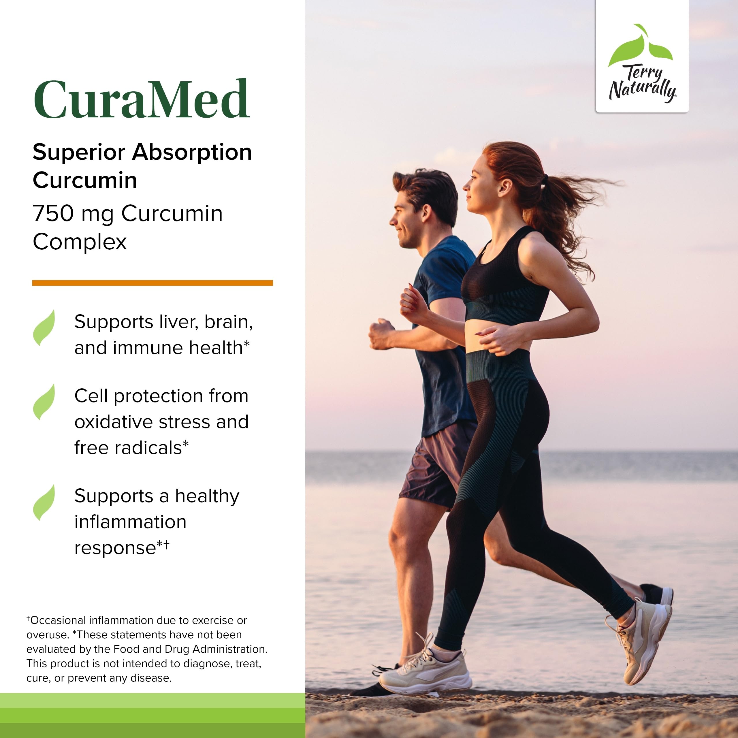 Terry Naturally CuraMed 750mg - Curcumin Antioxidant for Brain & Heart Health - 30 Softgels