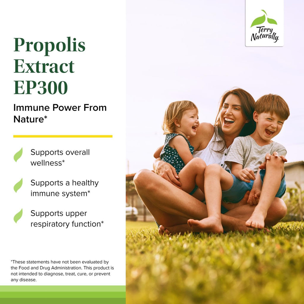 Terry Naturally Propolis EP300 - Immune & Upper Respiratory Support for Child & Adult | 60 Capsules, 2-Pack