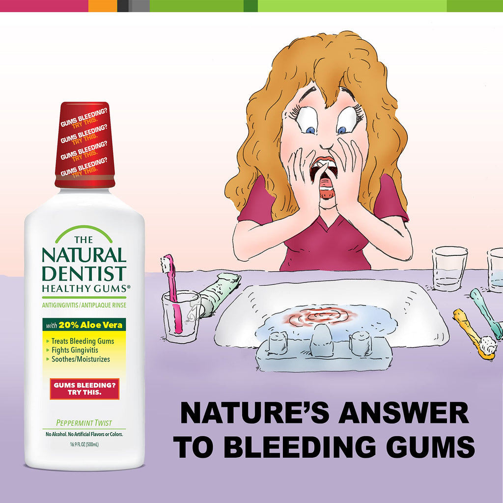 The Natural Dentist Healthy Gums Antigingivitis/Antiplaque Rinse – Aloe Vera, Alcohol-Free, Chemo-Safe, 3x16.9 oz