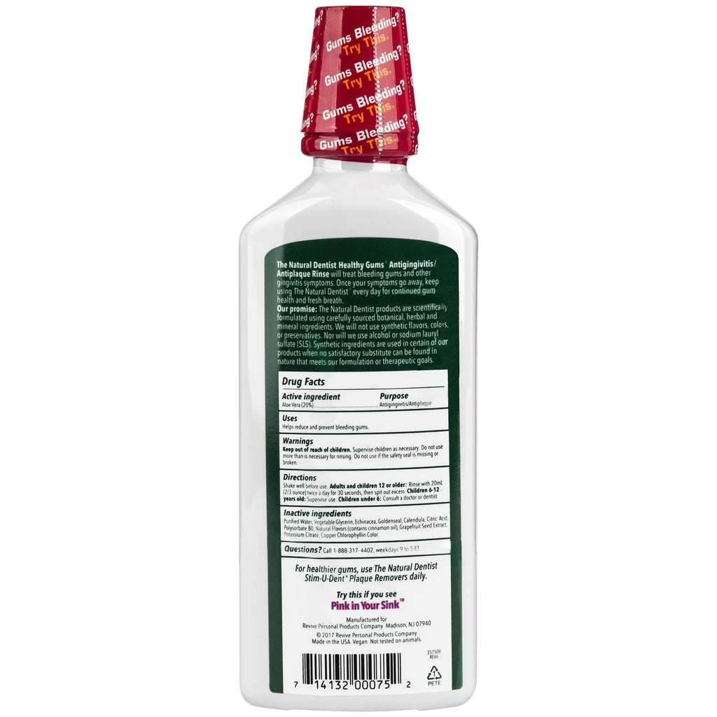 The Natural Dentist Mouthwash Healthy Gums Peppermint Twist 16.9 fl oz | Daily Oral Rinse