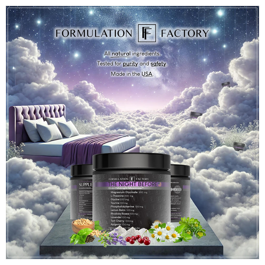 Formulation Factory The Night Before 10-in-1 Sleep Aid – 120 Caps (Melatonin-Free)
