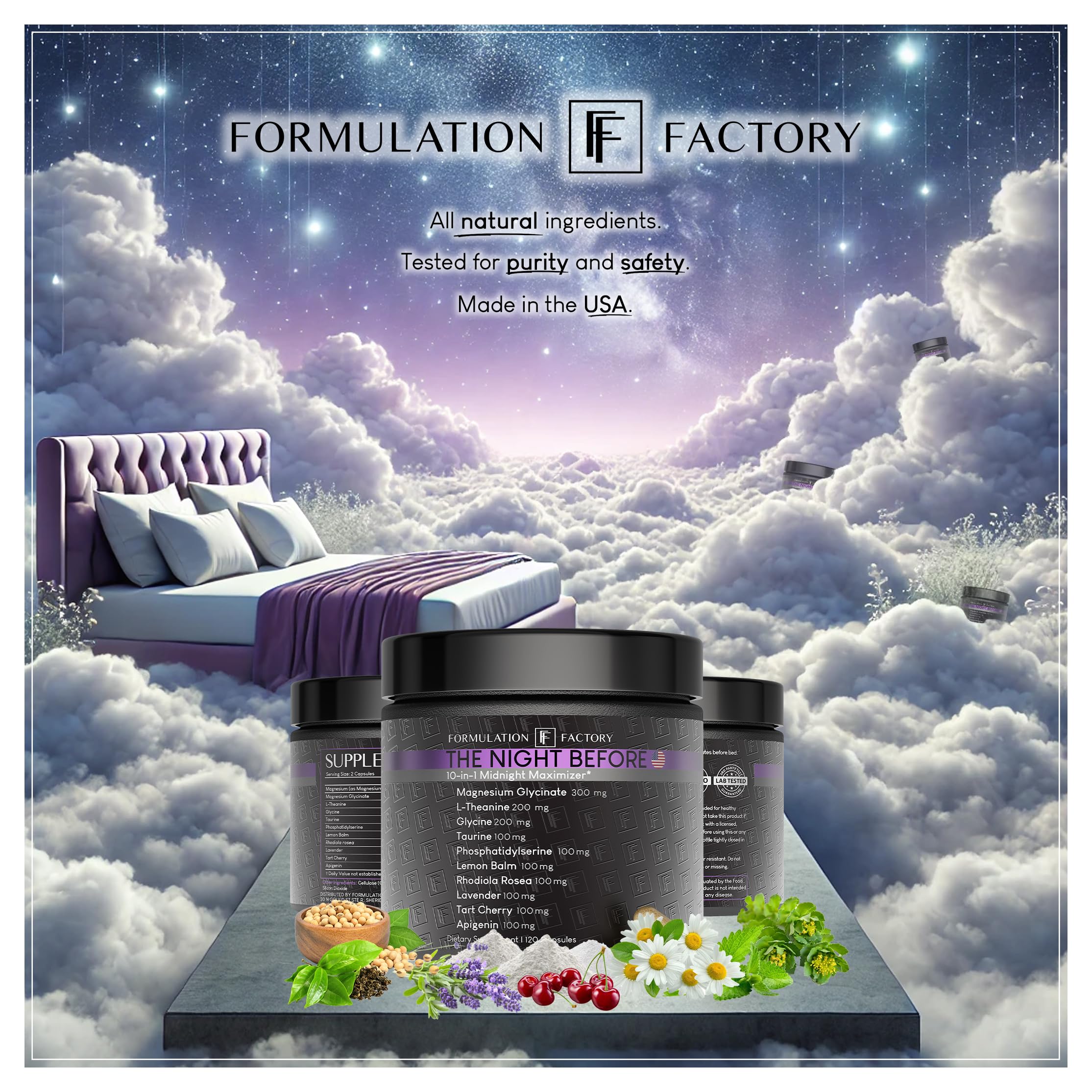 Formulation Factory The Night Before 10-in-1 Sleep Aid – 120 Caps (Melatonin-Free)