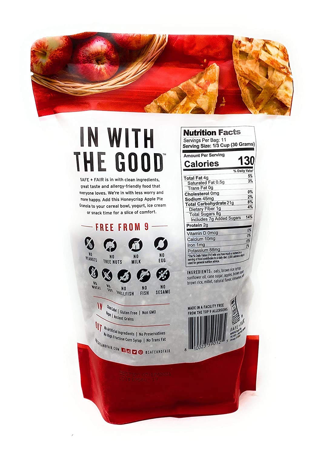 The Safe + Fair Food Company Honey Crisp Apple Pie Granola Cereal - 12 oz (Two Pack)