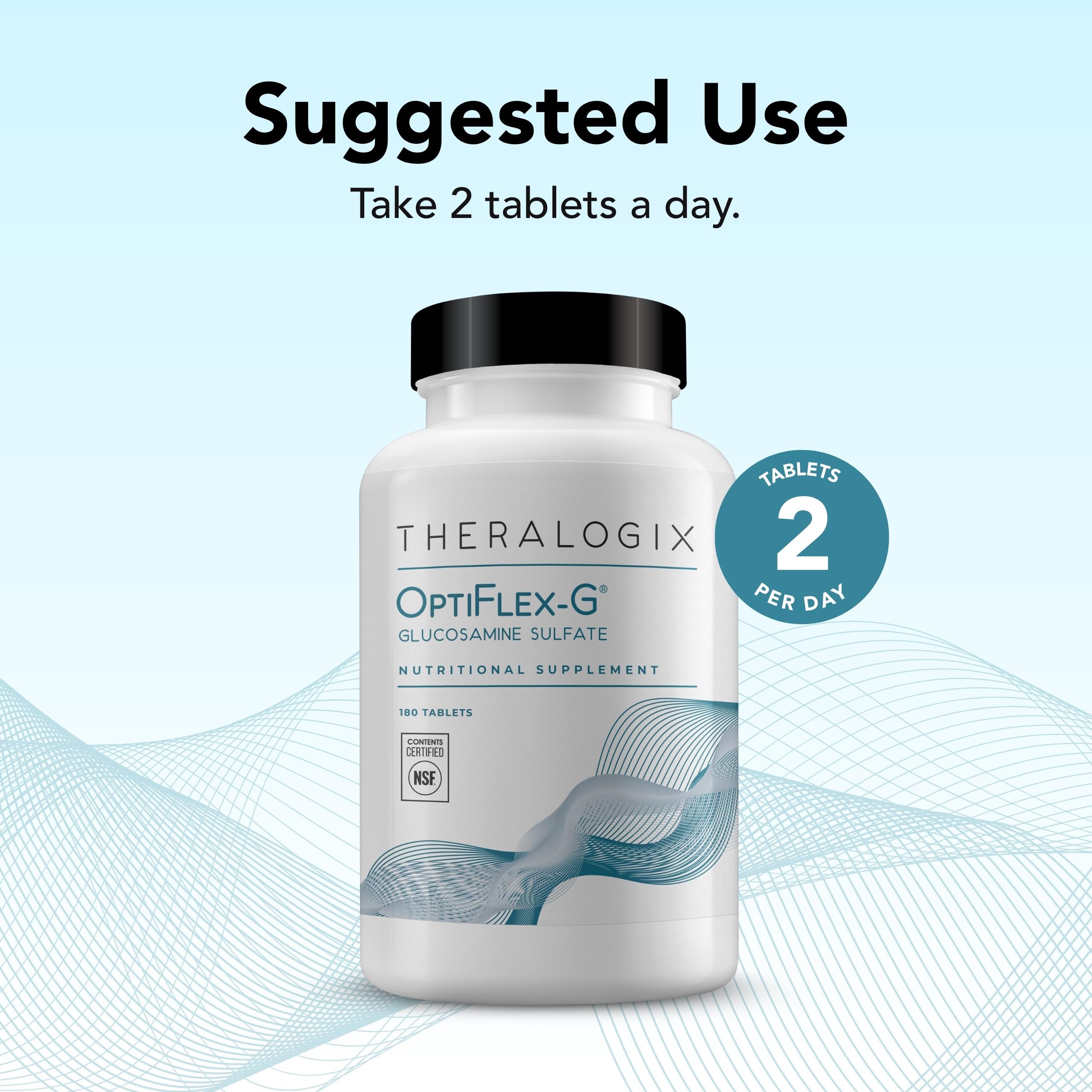 Theralogix OptiFlex-G Glucosamine Sulfate 1500 mg – 90-Day Joint Support, 180 Tablets, NSF Certified