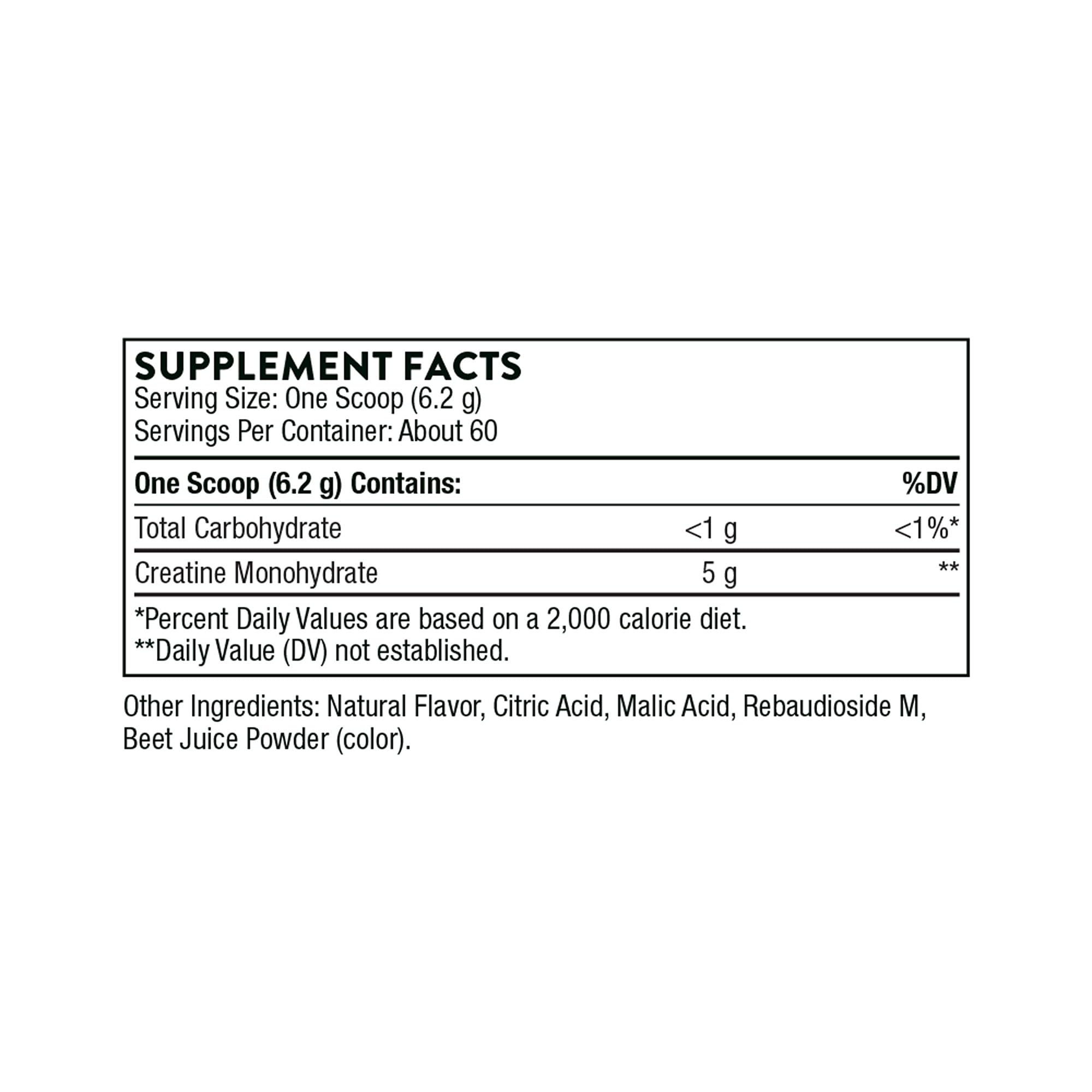 THORNE Creatine – Micronized Creatine Monohydrate Powder, Strawberry, 60 Servings | NSF Certified for Sport