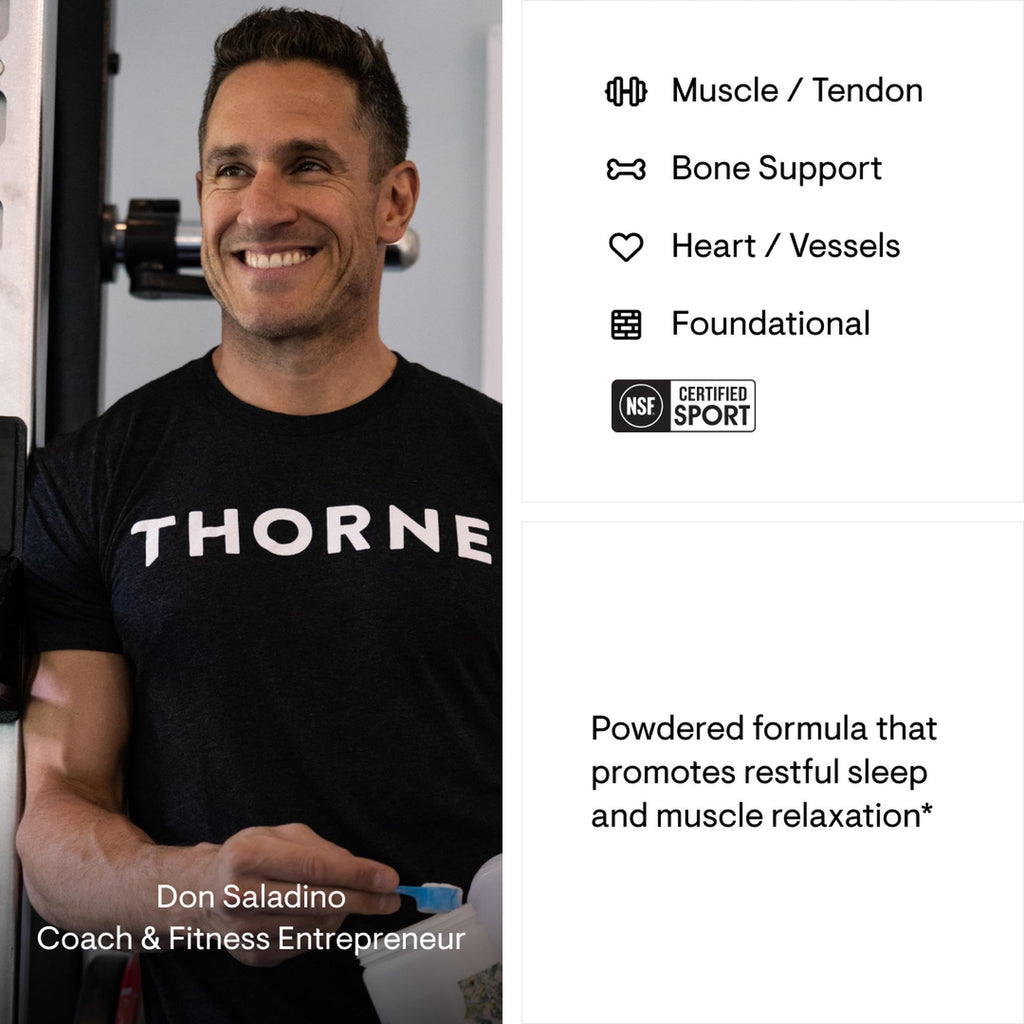 THORNE Magnesium Bisglycinate Powder – 60 Servings, 6.5 oz Jar | Sleep, Metabolism & Heart Health