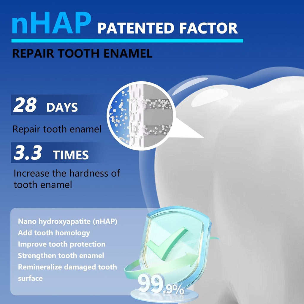 7.5% Nano Hydroxyapatite Toothpaste – Enamel Protection, Fluoride-Free Cooling Mint (3 pcs, 4.23 oz each)