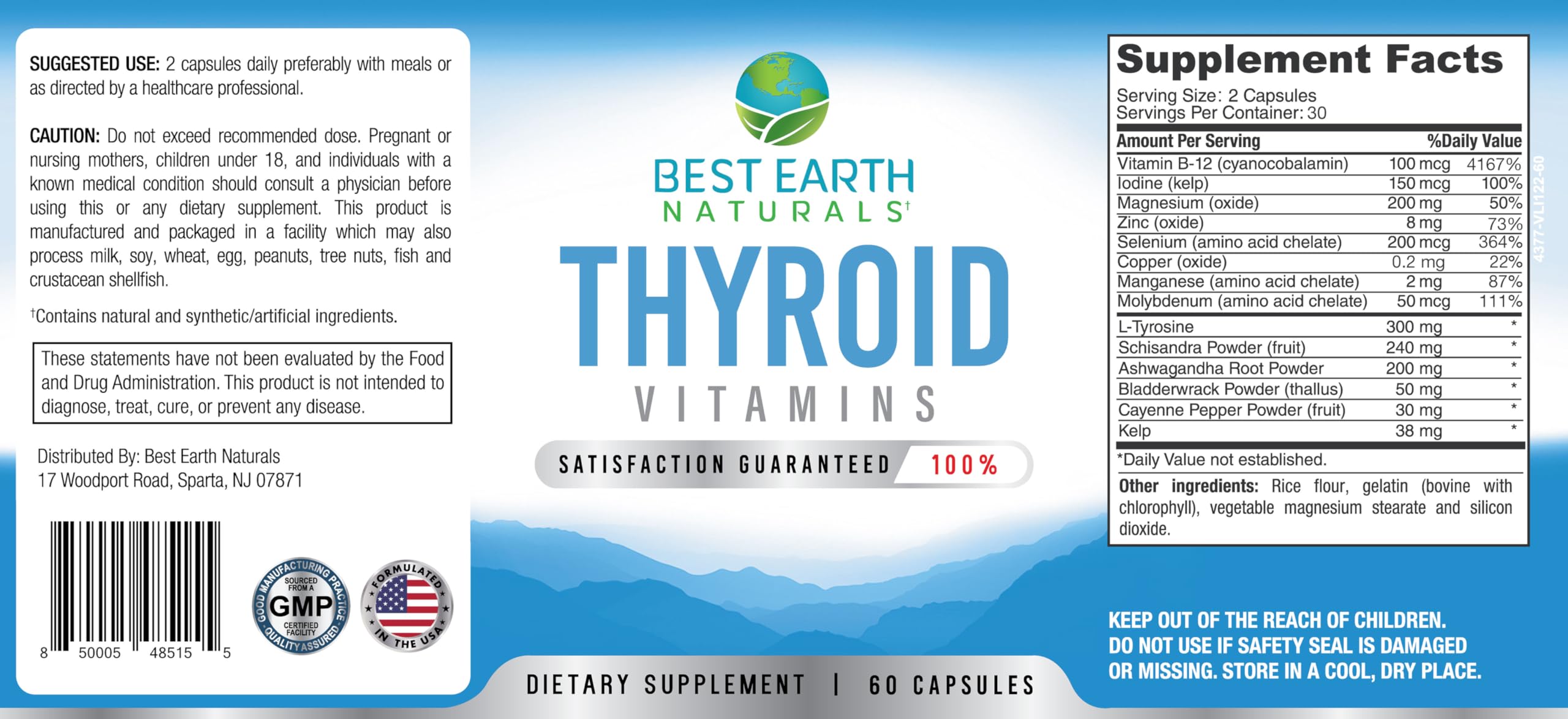 Best Earth Naturals Thyroid Support – 60 Capsules, Pack of 2
