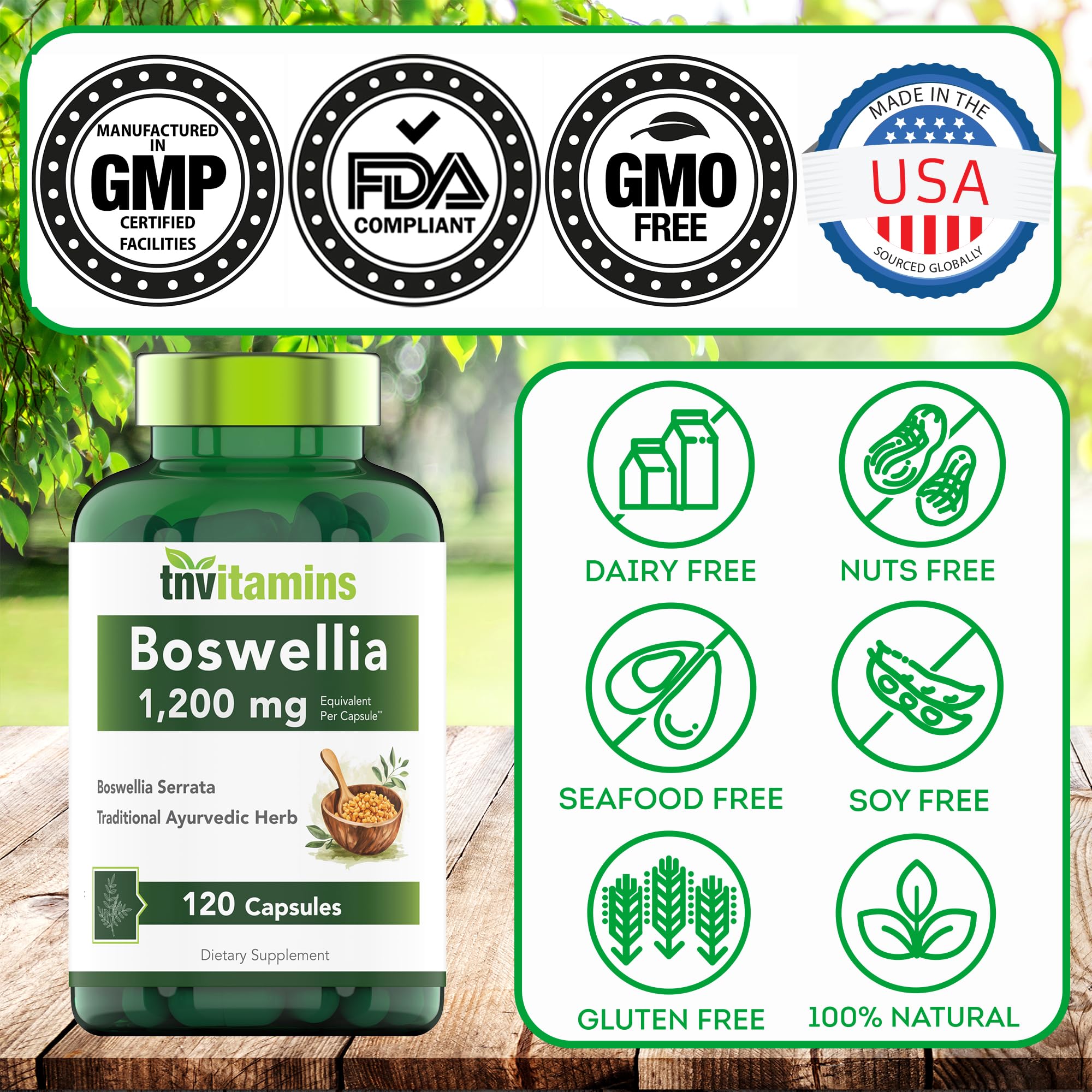 Boswellia Serrata 1200 MG Capsules | Joint Support | Frankincense (Pack of 2)