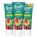 Tom's of Maine Watermelon Wiggle Kids Toothpaste with Fluoride – 3 Pack (5.1 oz) | Natural Kids Toothpaste