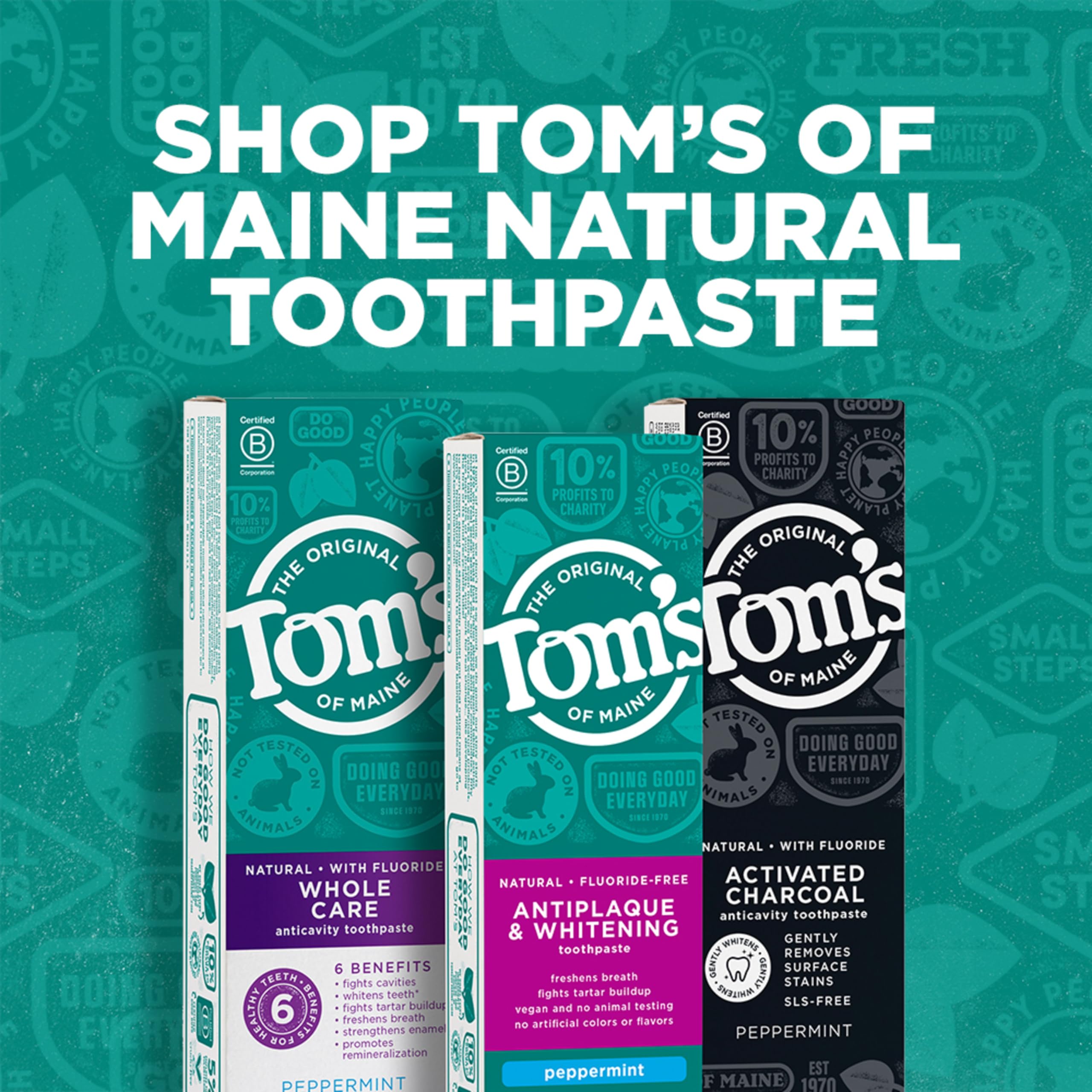 Tom's of Maine Fluoride-Free Antiplaque & Whitening Toothpaste – Travel Size Peppermint, 1 oz (12-Pack)