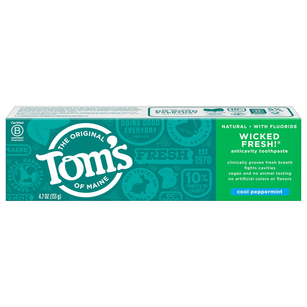 Tom's of Maine Wicked Fresh Natural Fluoride Toothpaste Cool Peppermint 4.7 oz 2-Pack