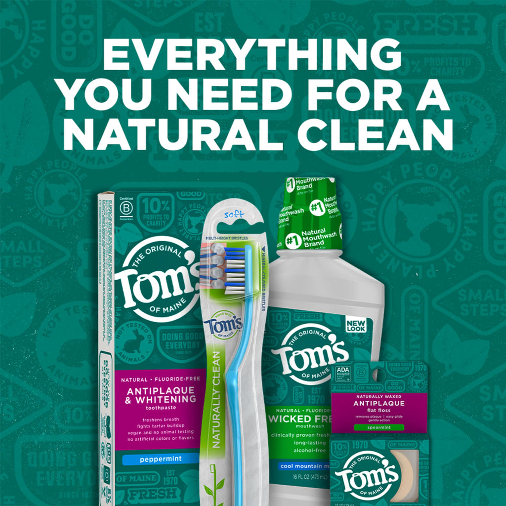 Tom's of Maine Wicked Fresh Natural Mouthwash – Alcohol-Free, Cool Mountain Mint, 16 oz (6-Pack) Packaging May Vary
