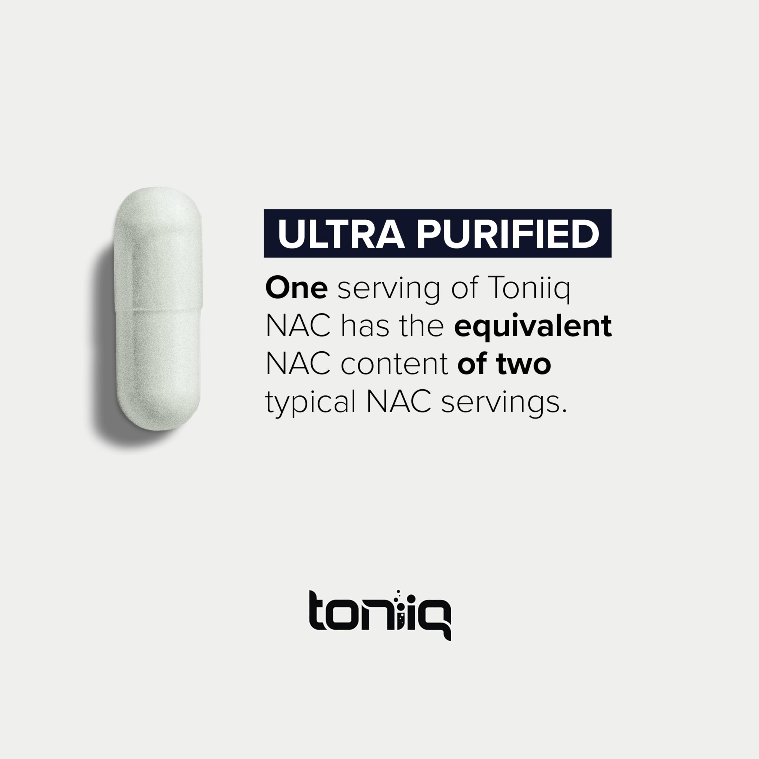 Toniiq 1300mg NAC – 120 Veg N-Acetyl Cysteine Capsules – 98% Purity, Lab Tested