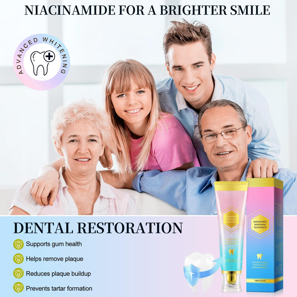 Niacinamide Whitening Toothpaste – Mint & Peach, 3.53oz | Whitening & Gum Health