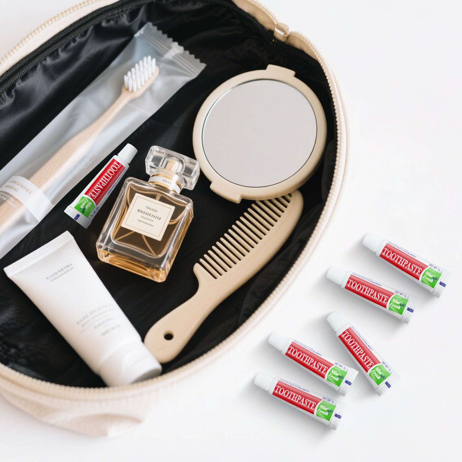 Travel Size Toothpaste Bulk 0.176 oz – 10 Disposable Mint Tubes, Pocket Travel Oral Care
