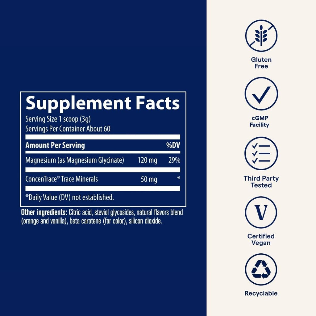 Trace Minerals Magnesium Glycinate Powder – Sleep Support, Orange Dream, 180g