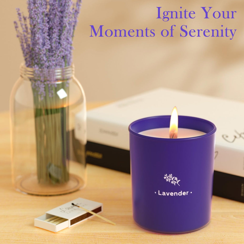 TranquilBliss Lavender Candles - 8 oz Soy Wax, Purple Jar, 2-Pack Gift for Women