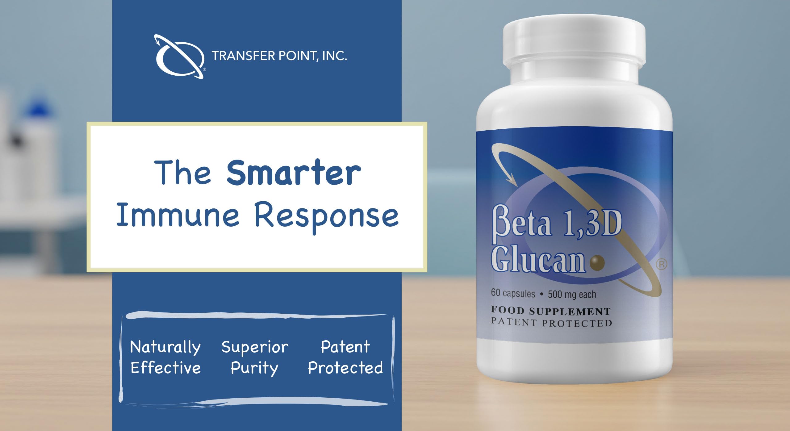 Transfer Point Immune Support: Highly Purified Beta 1,3D Glucan 500 mg Capsules (Pack of 3)