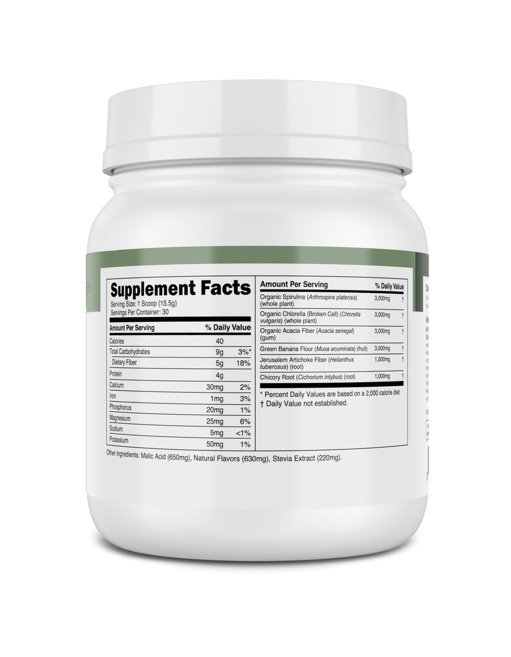 Transparent Labs Prebiotic Greens - Peach Mango, 30 Servings | Organic Spirulina, Chloerra, Acacia & Green Banana