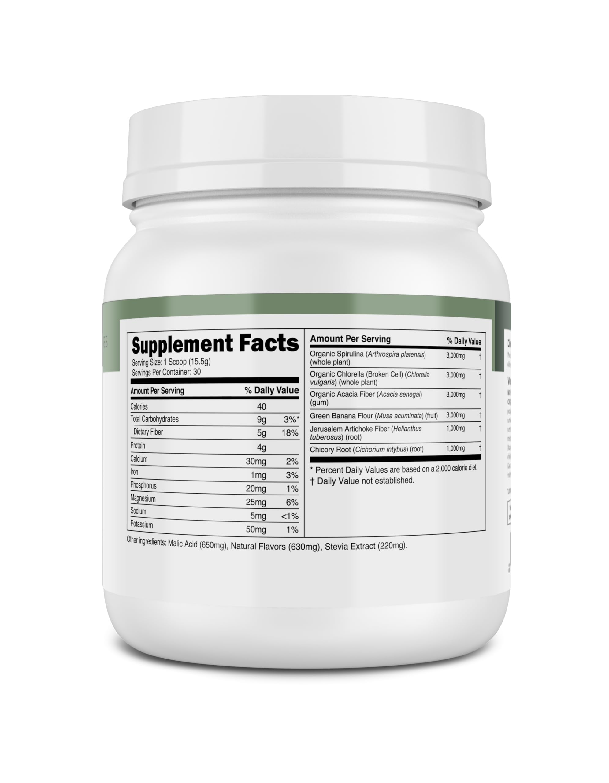 Transparent Labs Prebiotic Greens - Peach Mango, 30 Servings | Organic Spirulina, Chloerra, Acacia & Green Banana
