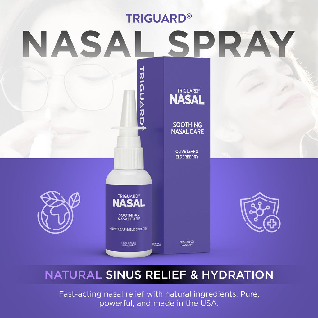 TriGuard Plus Colloidal Silver Nasal Spray – Olive Leaf & Elderberry – 2 oz / 60 ml – Made in USA
