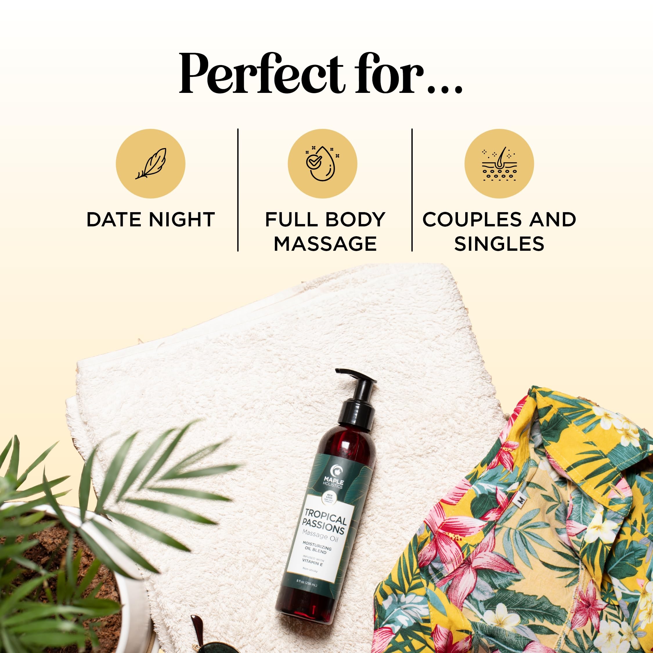 Tropical Sensual Massage Oil for Couples - Mango Scent, Coconut & Almond