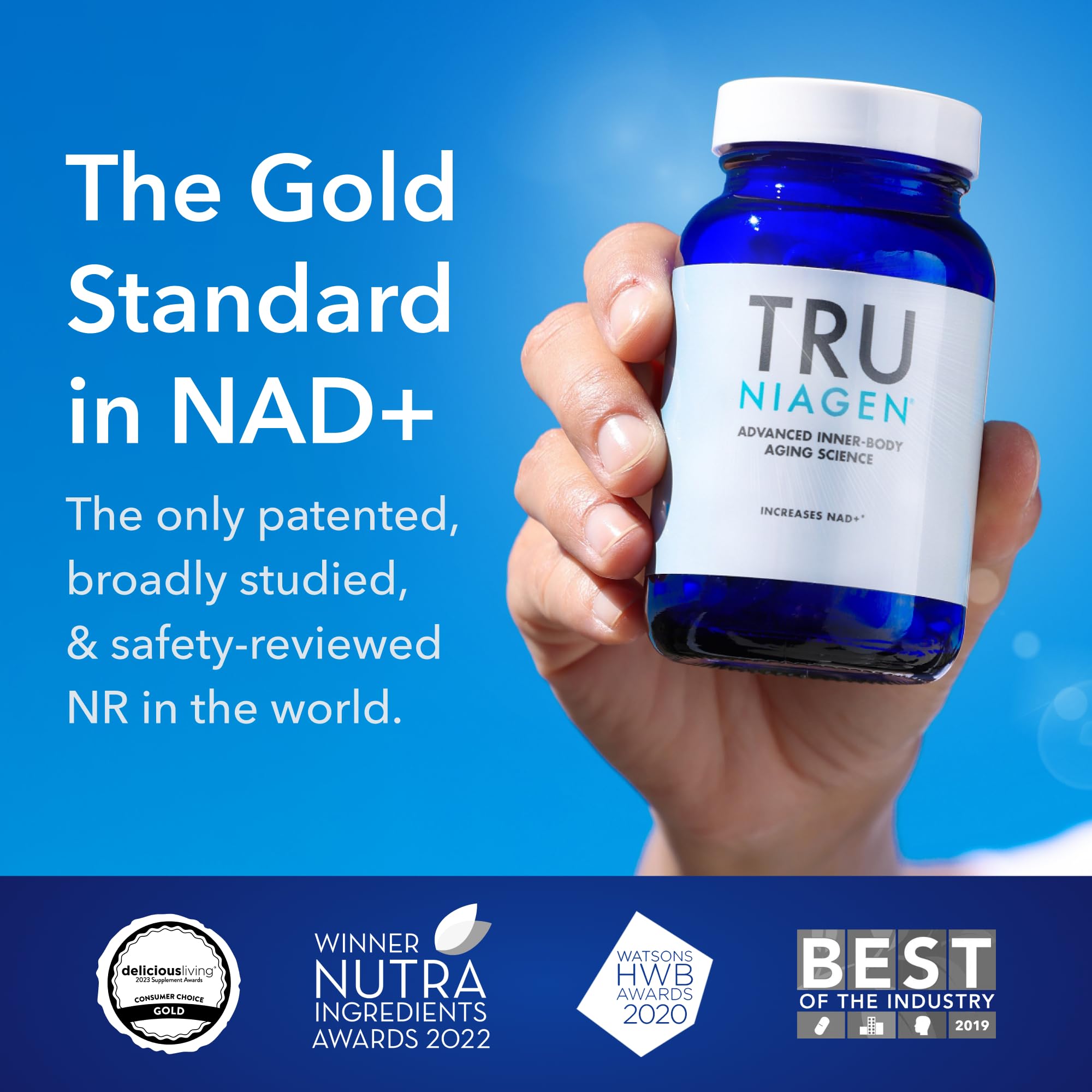 TRU NIAGEN NAD+ Booster – 300mg NR for Cellular Energy, Brain & Muscle Support | 30 Servings (3 Bottles)